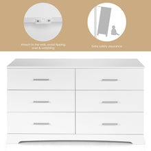 Load image into Gallery viewer, Gymax 6 Drawer Double Dresser Chest of Drawers Storage Cabinet Organizer White