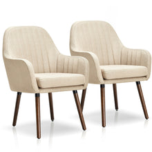 Load image into Gallery viewer, Gymax Set of 2 Accent Chairs Fabric Upholstered Armchairs w/Wooden Legs Beige