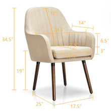 Load image into Gallery viewer, Gymax Set of 2 Accent Chairs Fabric Upholstered Armchairs w/Wooden Legs Beige