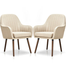 Load image into Gallery viewer, Gymax Set of 2 Accent Chairs Fabric Upholstered Armchairs w/Wooden Legs Beige