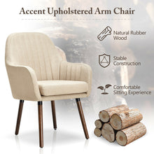 Load image into Gallery viewer, Gymax Set of 2 Accent Chairs Fabric Upholstered Armchairs w/Wooden Legs Beige