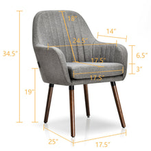 Load image into Gallery viewer, Gymax Set of 2 Accent Chairs Fabric Upholstered Armchairs w/Wooden Legs Gray