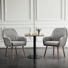 Load image into Gallery viewer, Gymax Set of 2 Accent Chairs Fabric Upholstered Armchairs w/Wooden Legs Gray