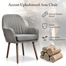 Load image into Gallery viewer, Gymax Set of 2 Accent Chairs Fabric Upholstered Armchairs w/Wooden Legs Gray