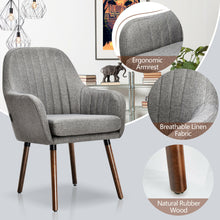 Load image into Gallery viewer, Gymax Set of 2 Accent Chairs Fabric Upholstered Armchairs w/Wooden Legs Gray