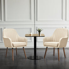 Load image into Gallery viewer, Gymax Set of 4 Accent Chairs Fabric Upholstered Armchairs w/Wooden Legs Beige