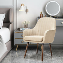 Load image into Gallery viewer, Gymax Set of 4 Accent Chairs Fabric Upholstered Armchairs w/Wooden Legs Beige