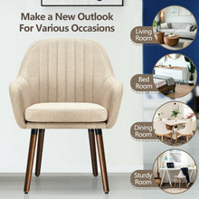 Load image into Gallery viewer, Gymax Set of 4 Accent Chairs Fabric Upholstered Armchairs w/Wooden Legs Beige