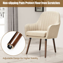 Load image into Gallery viewer, Gymax Set of 4 Accent Chairs Fabric Upholstered Armchairs w/Wooden Legs Beige