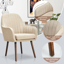 Load image into Gallery viewer, Gymax Set of 4 Accent Chairs Fabric Upholstered Armchairs w/Wooden Legs Beige