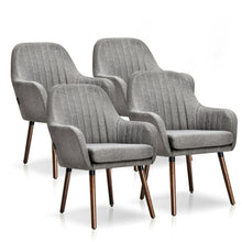 Load image into Gallery viewer, Gymax Set of 4 Accent Chairs Fabric Upholstered Armchairs w/Wooden Legs Gray