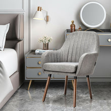 Load image into Gallery viewer, Gymax Set of 4 Accent Chairs Fabric Upholstered Armchairs w/Wooden Legs Gray