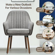 Load image into Gallery viewer, Gymax Set of 4 Accent Chairs Fabric Upholstered Armchairs w/Wooden Legs Gray