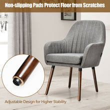 Load image into Gallery viewer, Gymax Set of 4 Accent Chairs Fabric Upholstered Armchairs w/Wooden Legs Gray