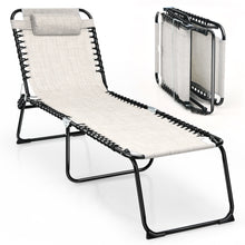 Load image into Gallery viewer, Gymax Folding Beach Lounger Chaise Lounge Chair w/ Pillow 4-Level Backrest Black
