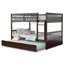 Load image into Gallery viewer, Gymax Full over Full Bunk Bed Platform Wood Bed w/ Trundle & Ladder Rail