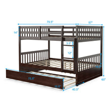 Load image into Gallery viewer, Gymax Full over Full Bunk Bed Platform Wood Bed w/ Trundle & Ladder Rail