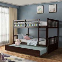 Load image into Gallery viewer, Gymax Full over Full Bunk Bed Platform Wood Bed w/ Trundle & Ladder Rail