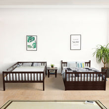 Load image into Gallery viewer, Gymax Full over Full Bunk Bed Platform Wood Bed w/ Trundle & Ladder Rail