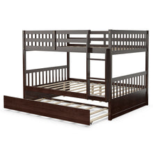Load image into Gallery viewer, Gymax Full over Full Bunk Bed Platform Wood Bed w/ Trundle & Ladder Rail