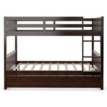 Load image into Gallery viewer, Gymax Full over Full Bunk Bed Platform Wood Bed w/ Trundle & Ladder Rail