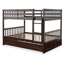 Load image into Gallery viewer, Gymax Full over Full Bunk Bed Platform Wood Bed w/ Trundle & Ladder Rail