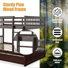 Load image into Gallery viewer, Gymax Full over Full Bunk Bed Platform Wood Bed w/ Trundle & Ladder Rail