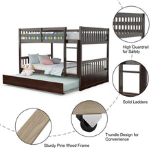 Load image into Gallery viewer, Gymax Full over Full Bunk Bed Platform Wood Bed w/ Trundle & Ladder Rail