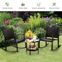 Load image into Gallery viewer, Gymax 3PCS Rattan Rocking Bistro Set Patio Conversation Set Patio Yard Outdoor
