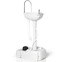 Load image into Gallery viewer, Gymax Portable Wash Sink Camping Sink Wash Basin Stand w/ Wheels & Foot Pump