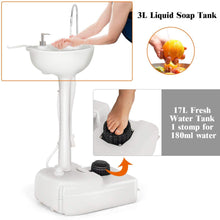 Load image into Gallery viewer, Gymax Portable Wash Sink Camping Sink Wash Basin Stand w/ Wheels & Foot Pump