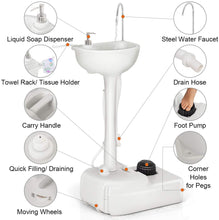 Load image into Gallery viewer, Gymax Portable Wash Sink Camping Sink Wash Basin Stand w/ Wheels & Foot Pump