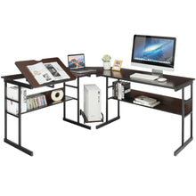 Load image into Gallery viewer, Gymax L-Shaped Computer Desk Drafting Table Workstation w/ Tiltable Tabletop