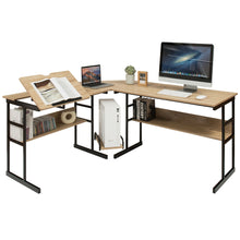 Load image into Gallery viewer, Gymax L-Shaped Computer Desk Drafting Table Workstation w/ Tiltable Tabletop