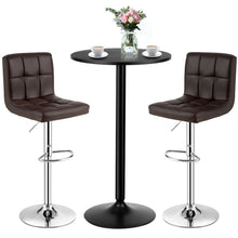 Load image into Gallery viewer, Gymax 3PCS Pub Table Set 24'' Round Bar Table & 2 Adjustable Bar Stools