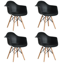 Load image into Gallery viewer, Gymax 4PCS Molded Dining Arm Chair Side Chair Home Kitchen w/ Wooden Legs Black