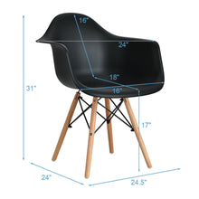 Load image into Gallery viewer, Gymax 4PCS Molded Dining Arm Chair Side Chair Home Kitchen w/ Wooden Legs Black