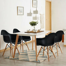 Load image into Gallery viewer, Gymax 4PCS Molded Dining Arm Chair Side Chair Home Kitchen w/ Wooden Legs Black