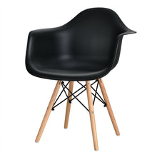 Load image into Gallery viewer, Gymax 4PCS Molded Dining Arm Chair Side Chair Home Kitchen w/ Wooden Legs Black