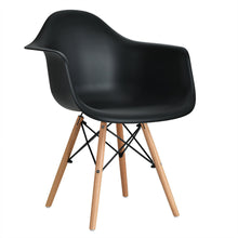 Load image into Gallery viewer, Gymax 4PCS Molded Dining Arm Chair Side Chair Home Kitchen w/ Wooden Legs Black