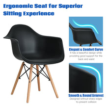 Load image into Gallery viewer, Gymax 4PCS Molded Dining Arm Chair Side Chair Home Kitchen w/ Wooden Legs Black