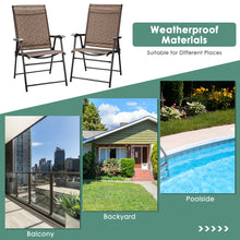 Load image into Gallery viewer, Gymax Set of 2 Folding Portable Patio Chairs Yard Outdoor w/ Armrests & Backrest