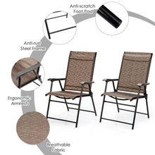 Load image into Gallery viewer, Gymax Set of 2 Folding Portable Patio Chairs Yard Outdoor w/ Armrests & Backrest