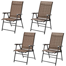 Load image into Gallery viewer, Gymax Set of 4 Folding Portable Patio Chairs Yard Outdoor w/ Armrests & Backrest
