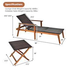 Load image into Gallery viewer, Gymax 3PCS Outdoor Chaise Lounge Set Patio Yard w/ Side Table Adjustable Backrest