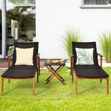 Load image into Gallery viewer, Gymax 3PCS Outdoor Chaise Lounge Set Patio Yard w/ Side Table Adjustable Backrest