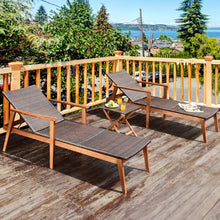Load image into Gallery viewer, Gymax 3PCS Outdoor Chaise Lounge Set Patio Yard w/ Side Table Adjustable Backrest