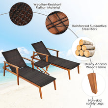 Load image into Gallery viewer, Gymax 3PCS Outdoor Chaise Lounge Set Patio Yard w/ Side Table Adjustable Backrest