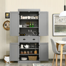 Load image into Gallery viewer, Gymax Kitchen Cabinet Pantry Cupboard Freestanding w/Shelves Grey