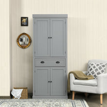 Load image into Gallery viewer, Gymax Kitchen Cabinet Pantry Cupboard Freestanding w/Shelves Grey